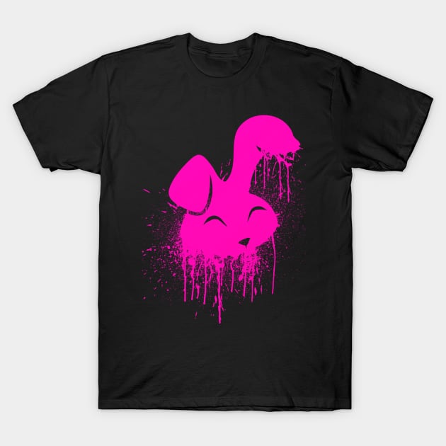 Hot Pink Neon Spray Paint Cute Bunny T-Shirt by Nightfrost